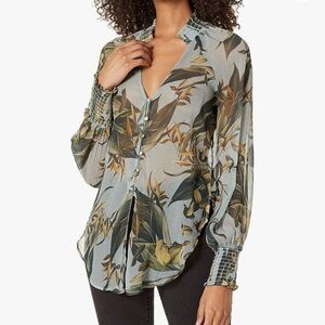 Guess Charisse Garden Sheer Blouse Small